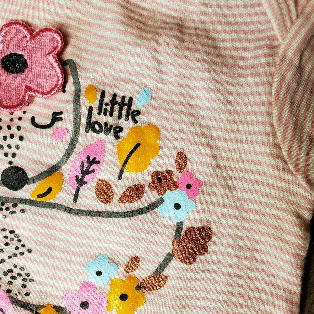 Gerber Baby Girl Pink and White Fox Onesies Bundle Size 6-9m 100% Cotton